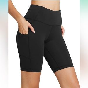 BALEAF 8" High Waist Biker Shorts Side Pockets Small